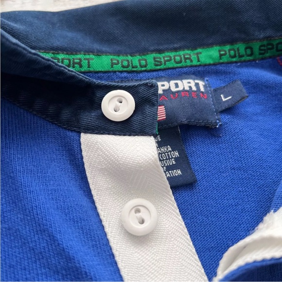 POLO SPORT Ralph Lauren Color Block Rugby Shirt Mens LARGE Classic Fit Rare L - Picture 6 of 13